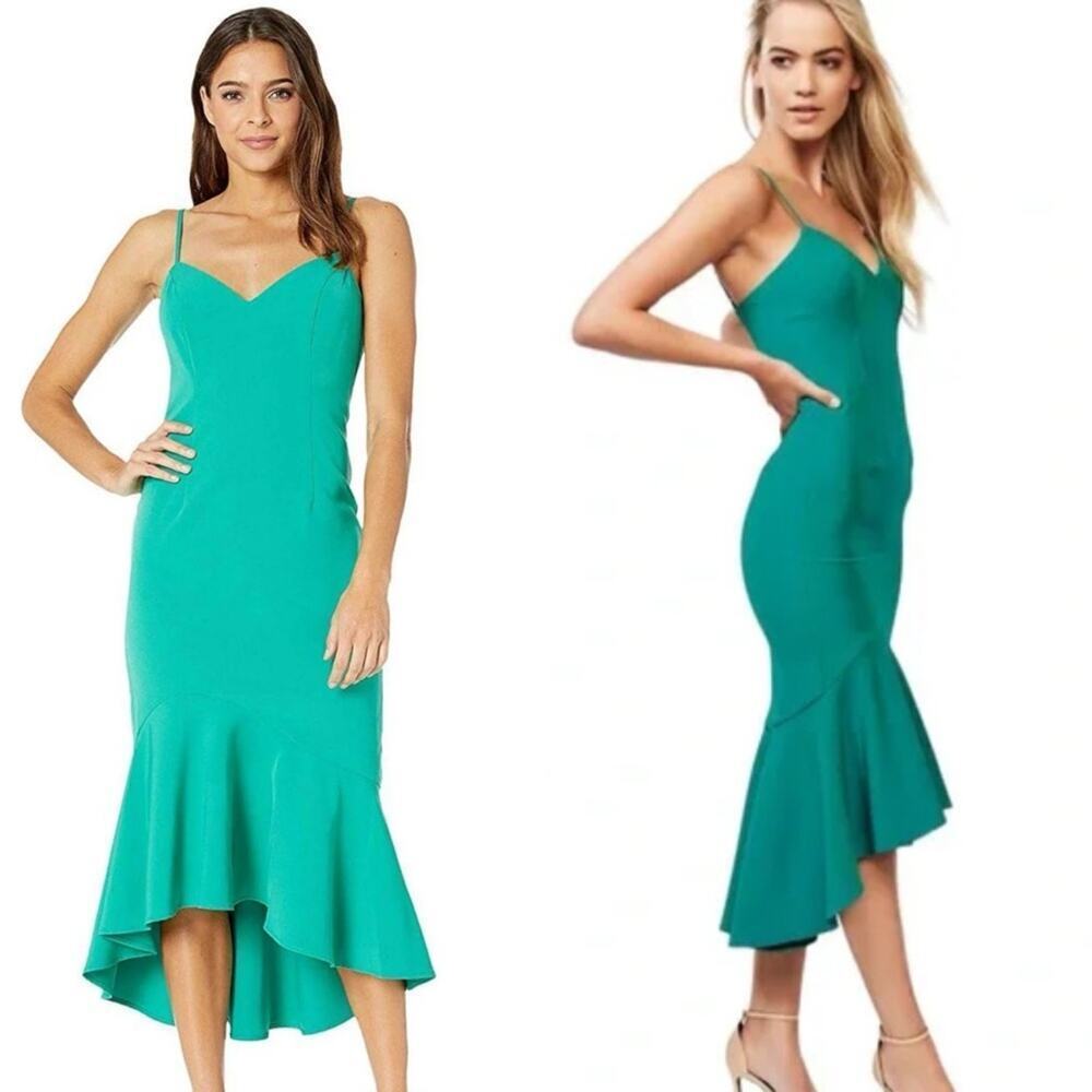 Bardot Kelly Green Peplum Midi Lisandra Dress size small